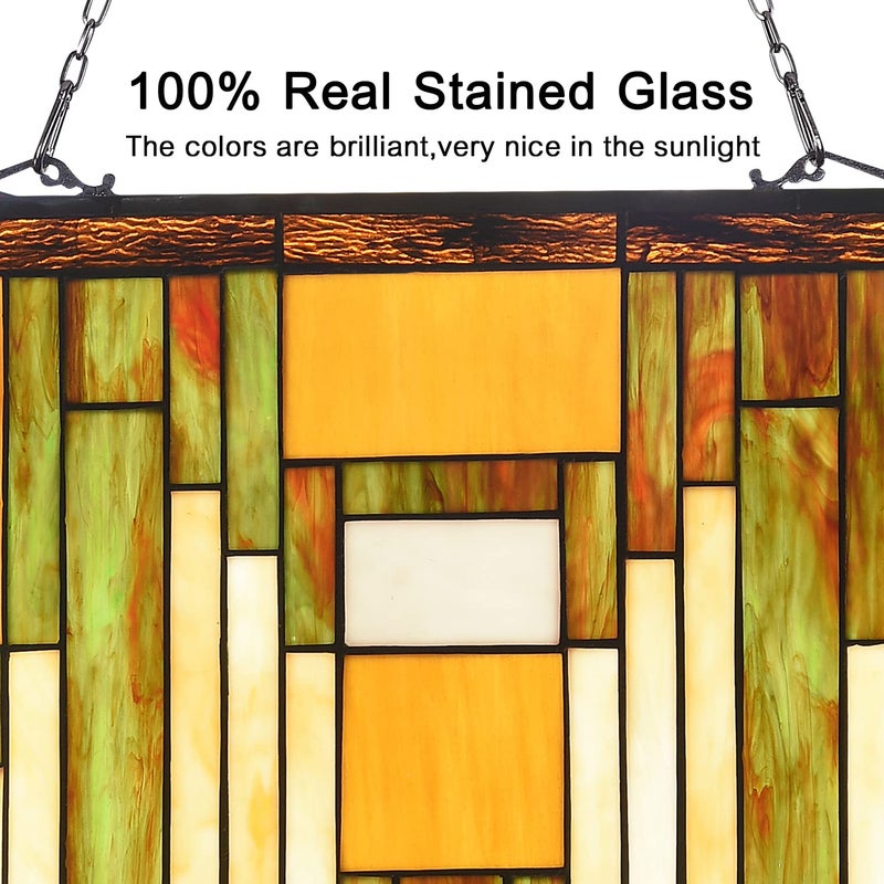 Capulina Stained Glass Window Hangings Panels 17" W x 22" H Antique Tiffany Style Handicrafts Suncatcher Parents Gifts for Home Decor - Image 3